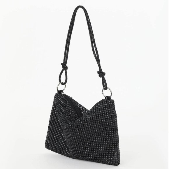 Rhinestone Bag With Zipper Black - Picture 4 of 6